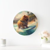 Chow Chow Beach Surfen Schilderij Grote Klok (Huis)