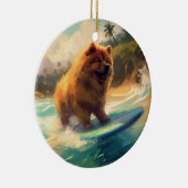 Chow Chow Beach Surfen Schilderij Keramisch Ornament (Rechts)