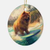 Chow Chow Beach Surfen Schilderij Keramisch Ornament (Links)