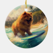 Chow Chow Beach Surfen Schilderij Keramisch Ornament (Achterkant)