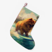 Chow Chow Beach Surfen Schilderij Kleine Kerstsok (Voorkant (Hangend))