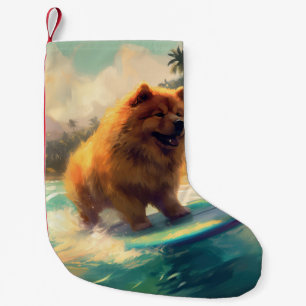 Chow Chow Beach Surfen Schilderij Kleine Kerstsok