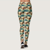 Chow Chow Beach Surfen Schilderij Leggings (Achterkant)
