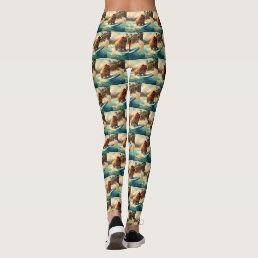 Chow Chow Beach Surfen Schilderij Leggings (Achterkant)
