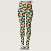 Chow Chow Beach Surfen Schilderij Leggings (Voorkant)