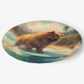 Chow Chow Beach Surfen Schilderij Papieren Bordje (Gekanteld)
