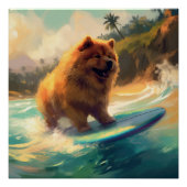 Chow Chow Beach Surfen Schilderij Perfect Poster (Voorkant)