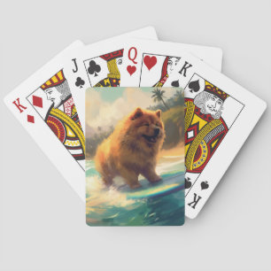 Chow Chow Beach Surfen Schilderij Pokerkaarten