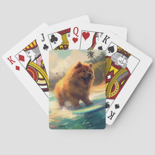Chow Chow Beach Surfen Schilderij Pokerkaarten (Achterkant)