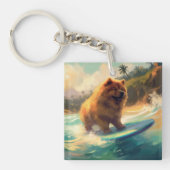 Chow Chow Beach Surfen Schilderij Sleutelhanger (Voorkant)