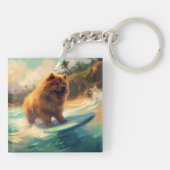 Chow Chow Beach Surfen Schilderij Sleutelhanger (Achterkant)