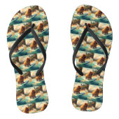 Chow Chow Beach Surfen Schilderij Teenslippers (Voetbed)