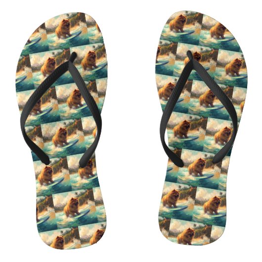 Chow Chow Beach Surfen Schilderij Teenslippers (Voetbed)