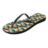 Chow Chow Beach Surfen Schilderij Teenslippers (Schuin)