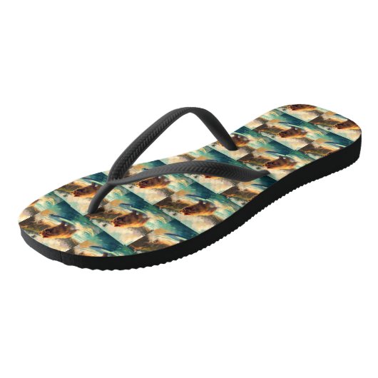 Chow Chow Beach Surfen Schilderij Teenslippers (Schuin)