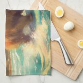 Chow Chow Beach Surfen Schilderij Theedoek (Quarter Fold)