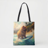 Chow Chow Beach Surfen Schilderij Tote Bag (Voorkant)