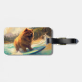 Chow Chow Beach Surfing Schilderij Bagagelabel (Achterkant horizontaal)