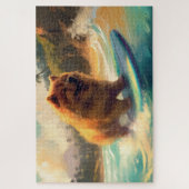 Chow Chow Beach Surfing Schilderij Legpuzzel (Verticaal)