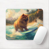 Chow Chow Beach Surfing Schilderij Muismat (Met muis)