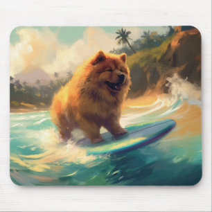 Chow Chow Beach Surfing Schilderij Muismat