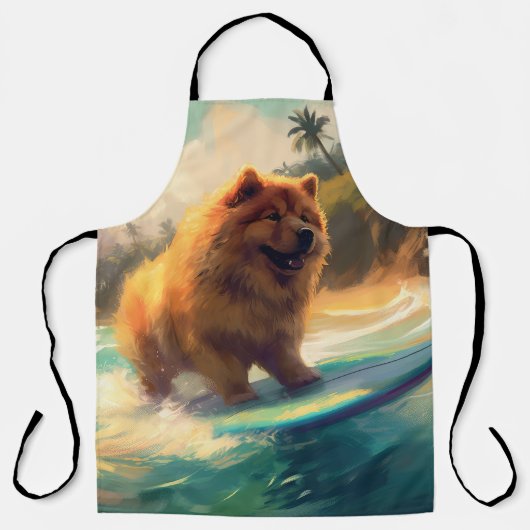 Chow Chow Beach Surfing Schilderij Schort (Voorkant)