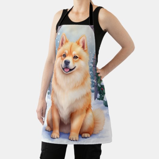 Chow Chow Besneeuwde Stenen Binnenplaats Kerst Kun Schort (Insitu)