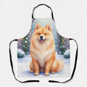 Chow Chow Besneeuwde Stenen Binnenplaats Kerst Kun Schort (Voorkant)