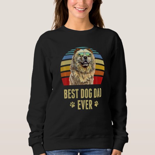 Chow Chow Best Dog Dad Ever Retro Sunset Trui (Voorkant)