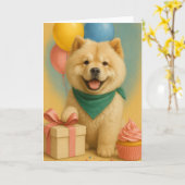 Chow Chow Birthday Kaart (Gele Bloem)