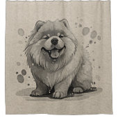 Chow Chow Breed Cartoon Puppy Dog Pose Bruin Douchegordijn (Voorkant)