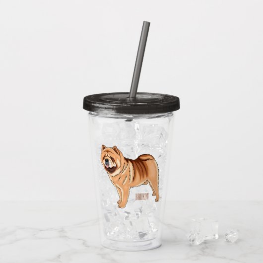 Chow Chow cartoon illustratie Acryl Drinkbeker (Achterkant ijs)