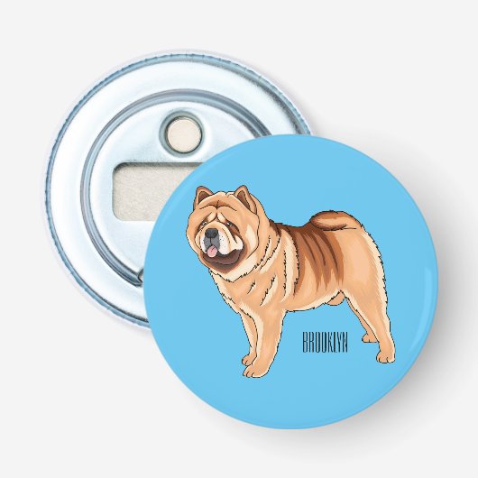Chow Chow cartoon illustratie Button Flesopener (Voorkant)