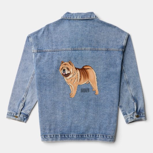 Chow Chow cartoon illustratie Denim Jacket (Achterkant)