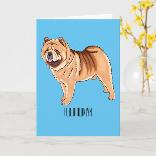 Chow Chow cartoon illustratie Kaart (Gele Bloem)