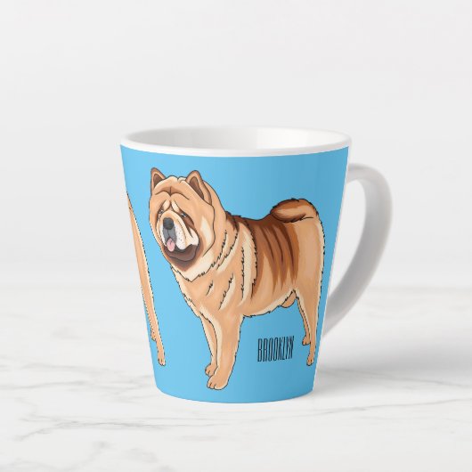 Chow Chow cartoon illustratie Latte Mok (Rechterhoek)