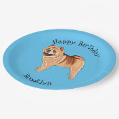 Chow Chow cartoon illustratie Papieren Bordje (Gekanteld)