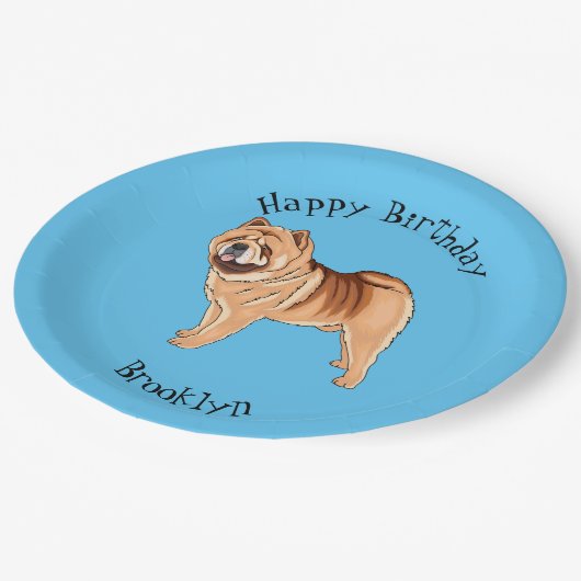 Chow Chow cartoon illustratie Papieren Bordje (Gekanteld)
