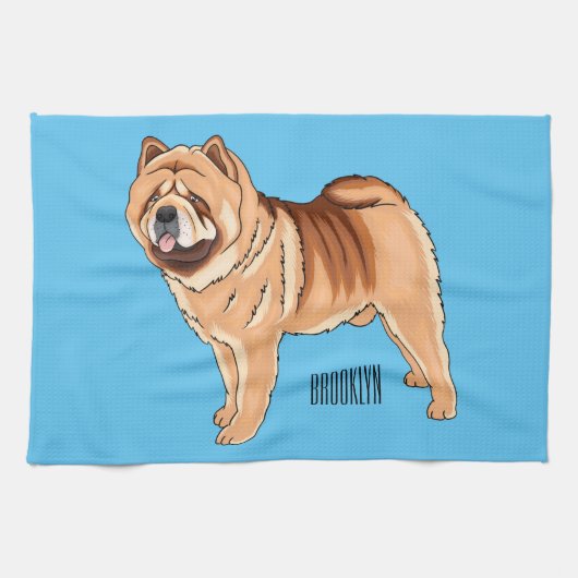Chow Chow cartoon illustratie Theedoek (Horizontaal)