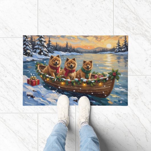 Chow Chow Christmas Boat Holiday Deurmat (Binnen)