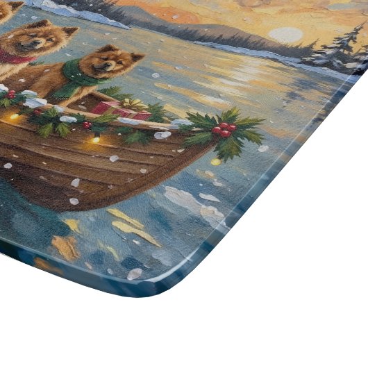 Chow Chow Christmas Boat Holiday Snijplank (Hoek)