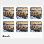 Chow Chow Christmas Boat Holiday Vierkante Sticker (Vel)