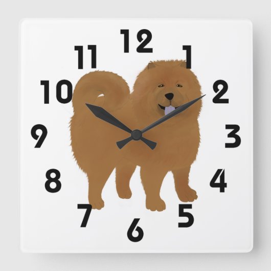 Chow Chow Clock Vierkante Klok (Voorkant)