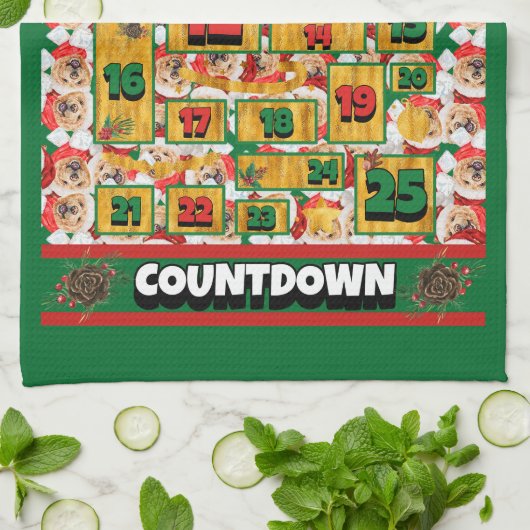 Chow Chow Coundown Kerstmis Advent Calendar Dog Theedoek (Gevouwen)