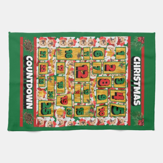 Chow Chow Coundown Kerstmis Advent Calendar Dog Theedoek (Horizontaal)