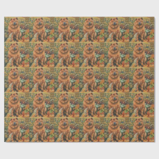 Chow Chow Dog Autumn Harvest Thanksgiving Cadeaupapier (Vlak)