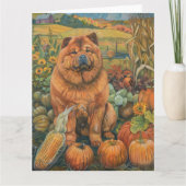 Chow Chow Dog Autumn Harvest Thanksgiving Kaart (Voorkant)