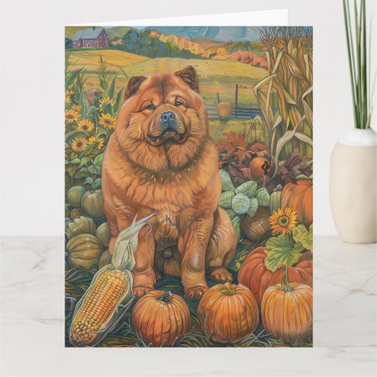 Chow Chow Dog Autumn Harvest Thanksgiving Kaart (Voorkant)