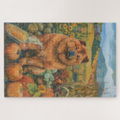 Chow Chow Dog Autumn Harvest Thanksgiving Legpuzzel (Horizontaal)