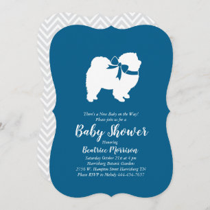 Chow Chow Dog Baby shower Boy Blue Kaart